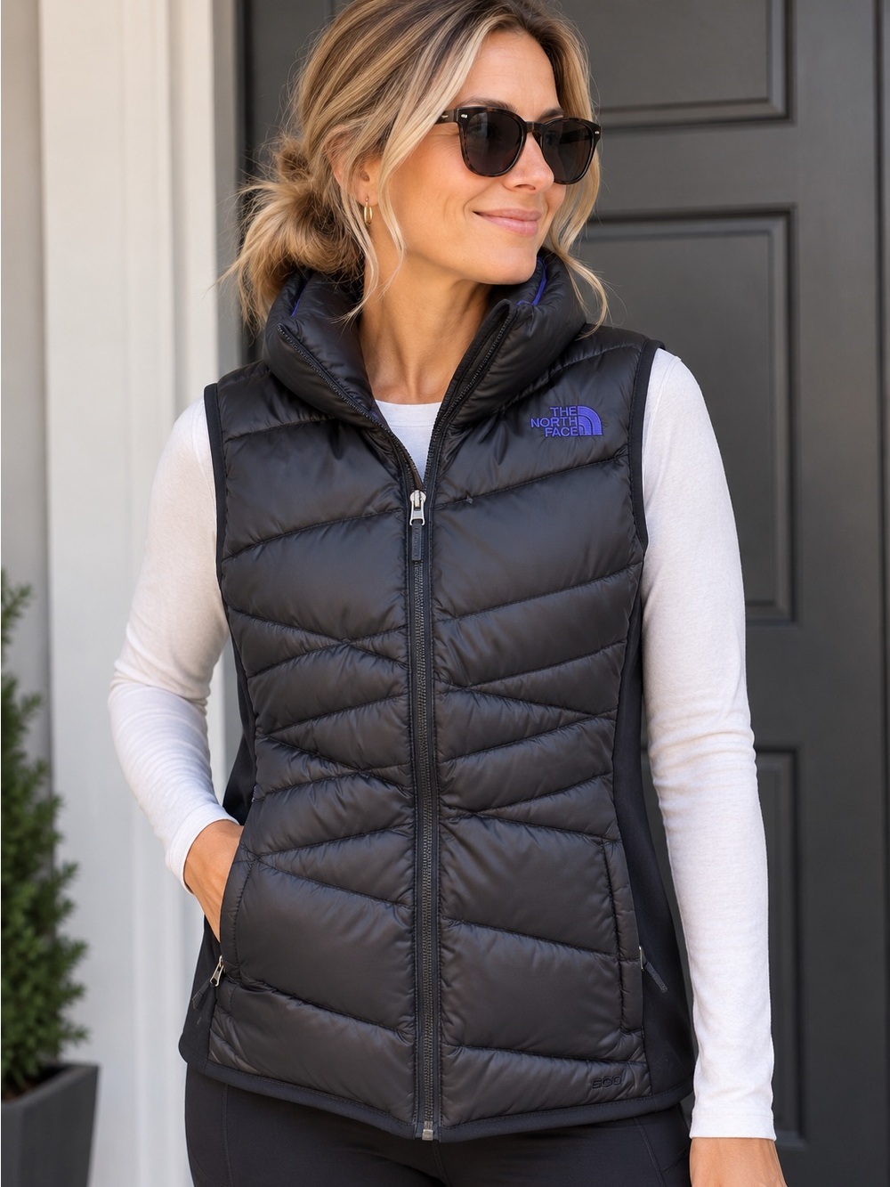 The North Face Goose Down Puffer Vest Black Purple Women’s M